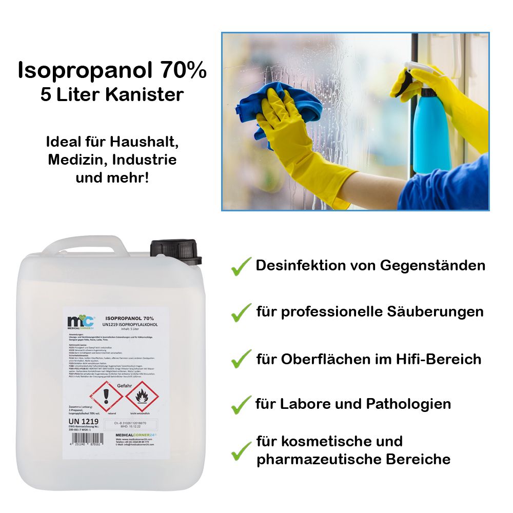 Isopropanol 70% isopropyl alcohol, 5 litre canister