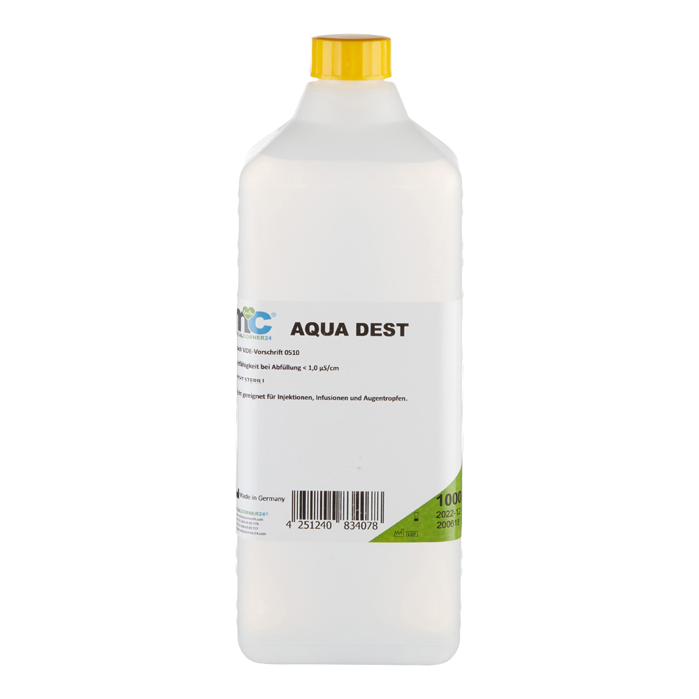 Aqua Dest Distilled Water, Laboratory Water, 1 litre