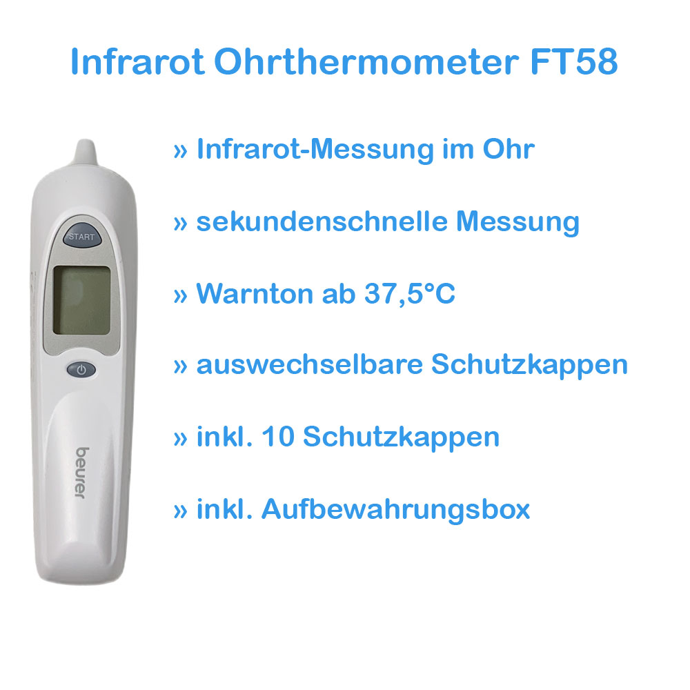 Beurer Ear Thermometer FT58 infrared, fever alarm, seconds measurement