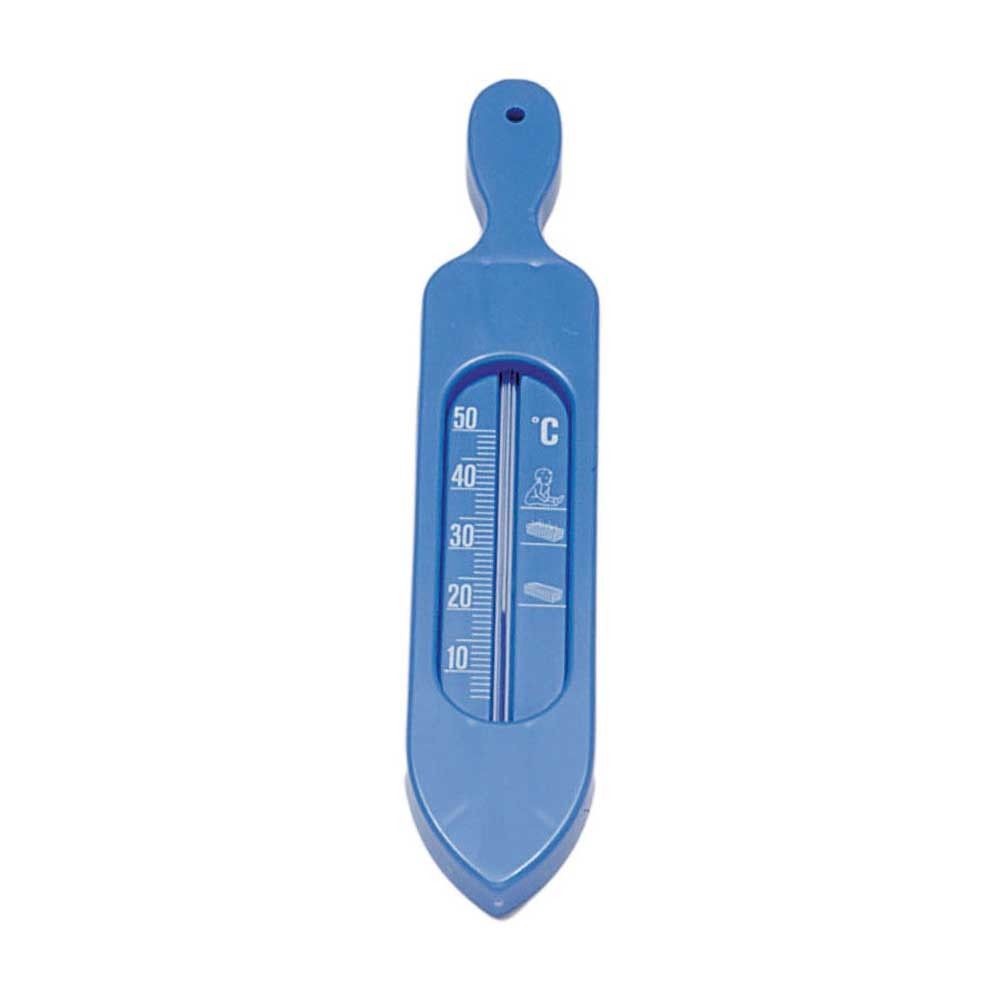 Behrend bath thermometer, boat shape, handle mercury free, blue