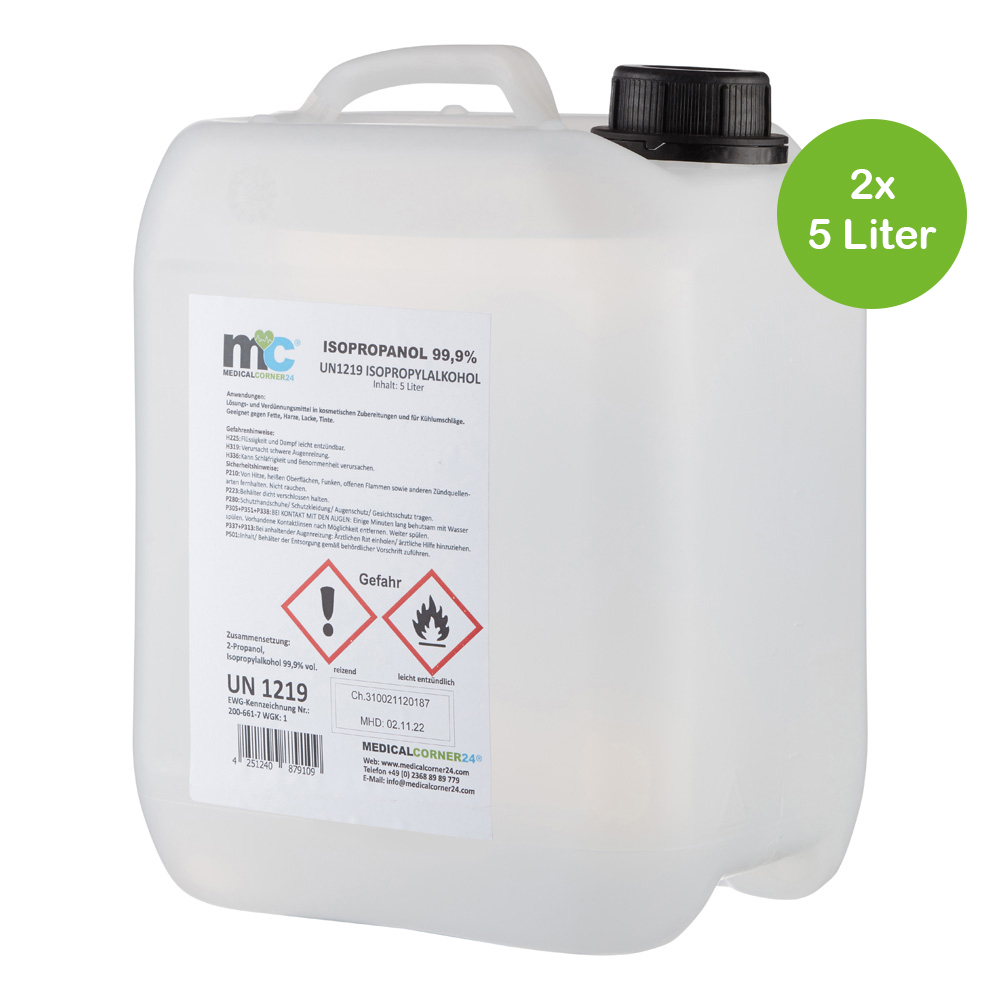 Isopropanol 99,9% isopropyl alcohol 2 x 5 litre canister