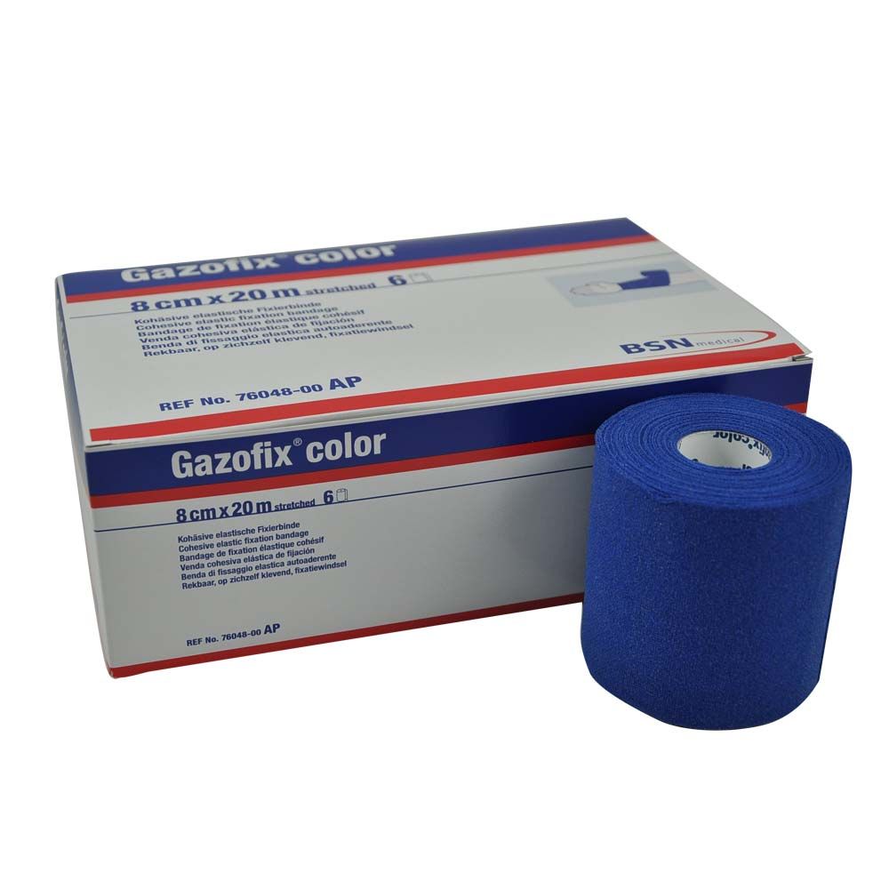 BSN Gazofix Color fixation bandage, 8cmx20m, blue, 1 roll