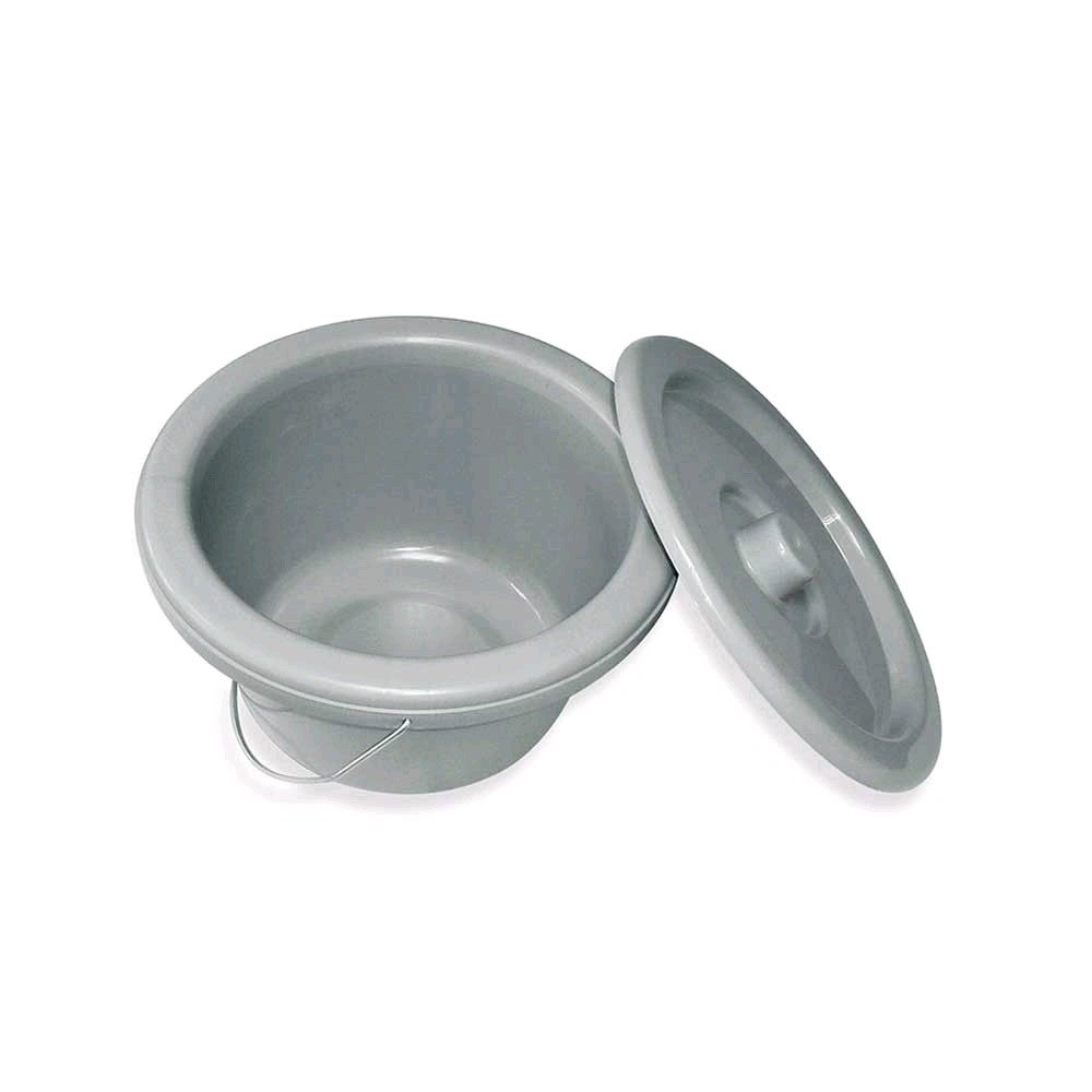 Ratiomed toilet bucket, lid, handle, stable form, gray, 7 liters
