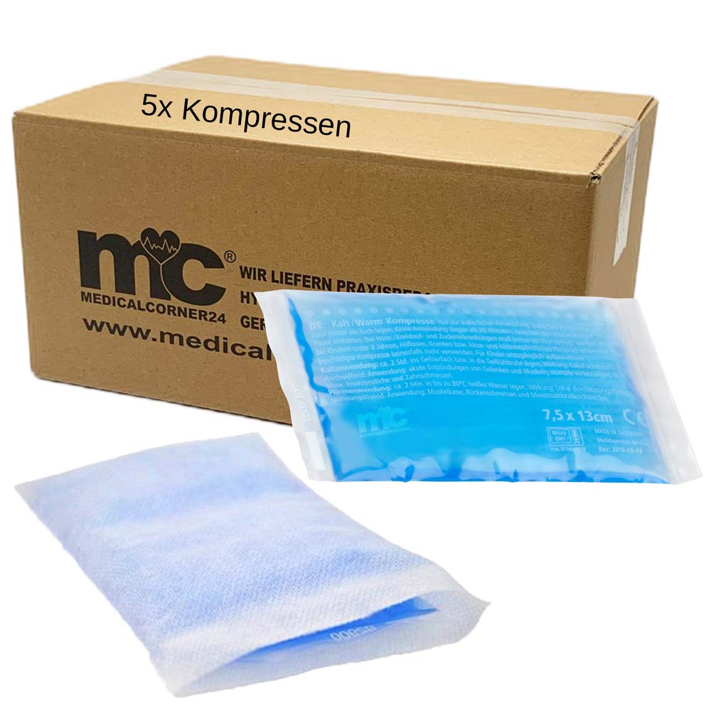 Hot and Cold Compresses 5 Pieces 8 x 13 cm with 5 Nonwoven Cases