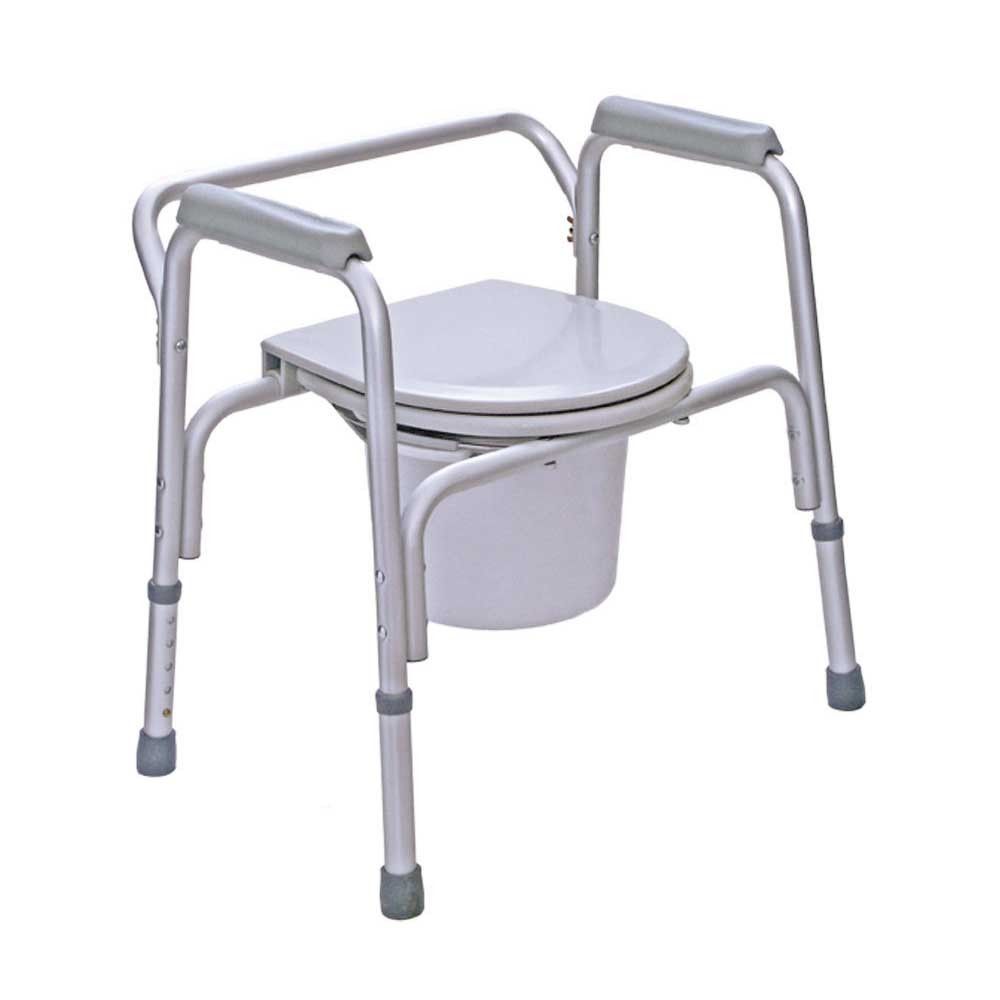 Behrend toilet support frame, height adjustable, bucket, armrests