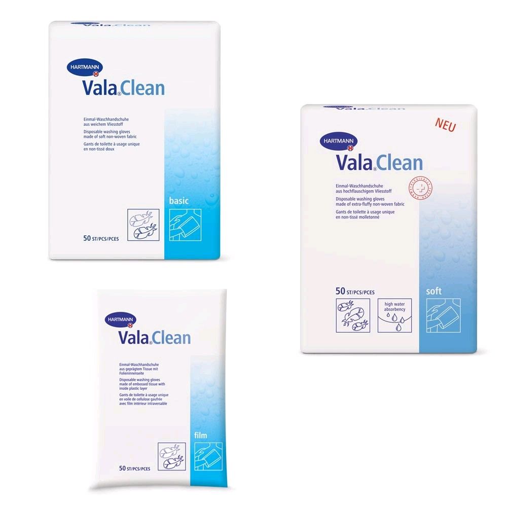 Disposable washing gloves Vala®Clean of Hartmann, Basic, film or soft