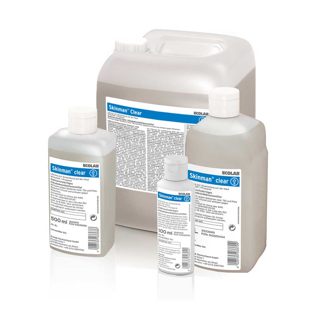 Ecolab Hand Disinfection Skinman Clear, Sizes