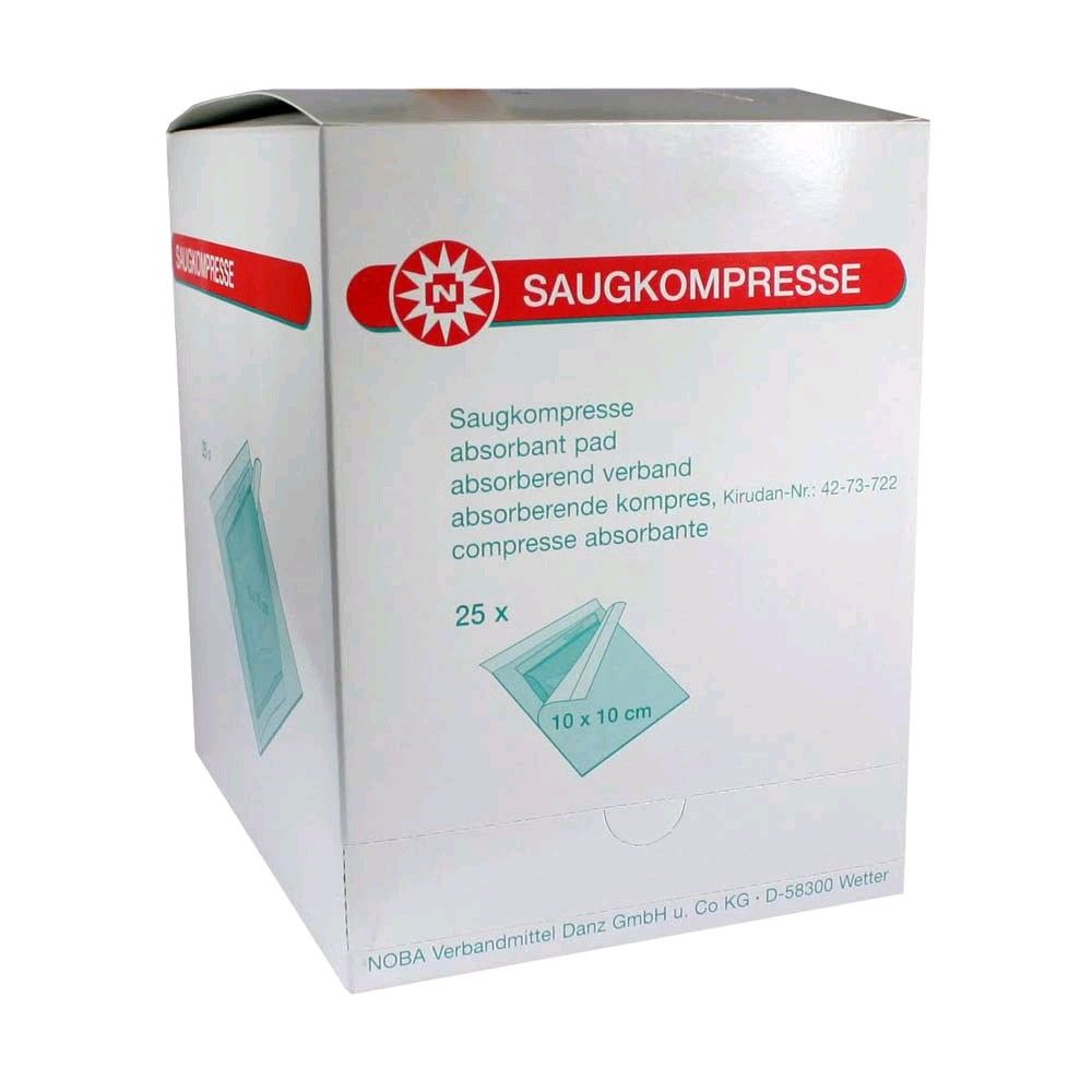 Noba absorbent compresses, sterile, highly absorbent, 10x20cm, 25 pack