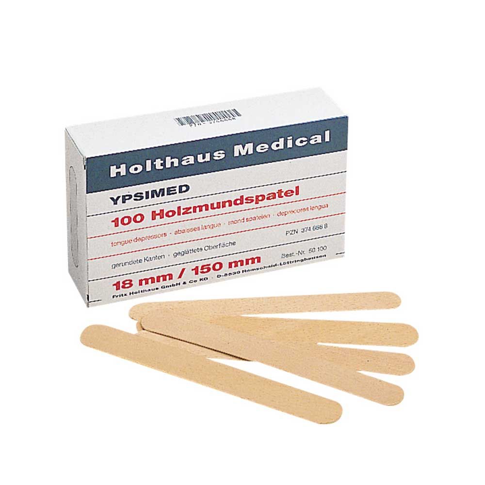 Holthaus Medical YPSIMED Wooden Tongue Blade, 18x150mm, 100pcs