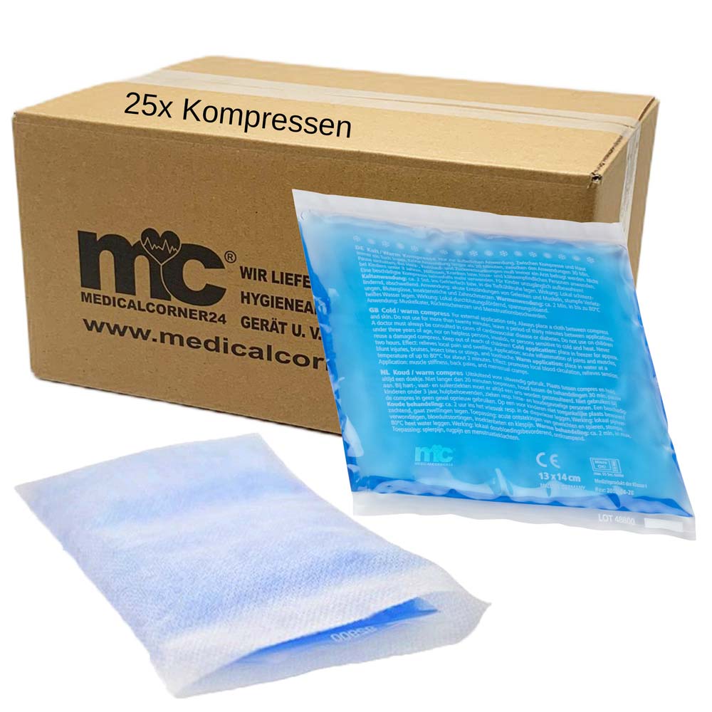 25x Hot and Cold Compresses 13x14 cm Including 25 Nonwoven Fabric Cases