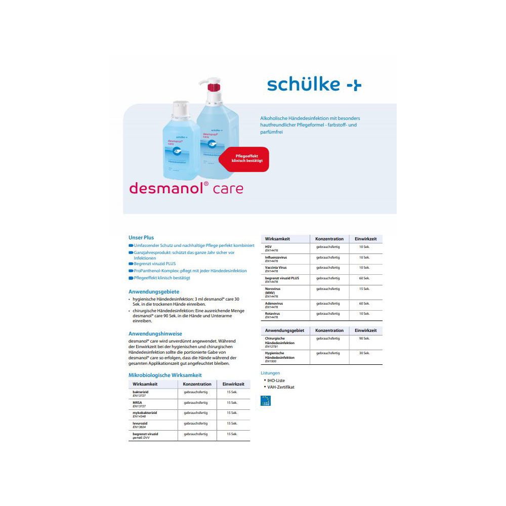 Schülke hand disinfectant desmanol® care, Hyclick, 500ml