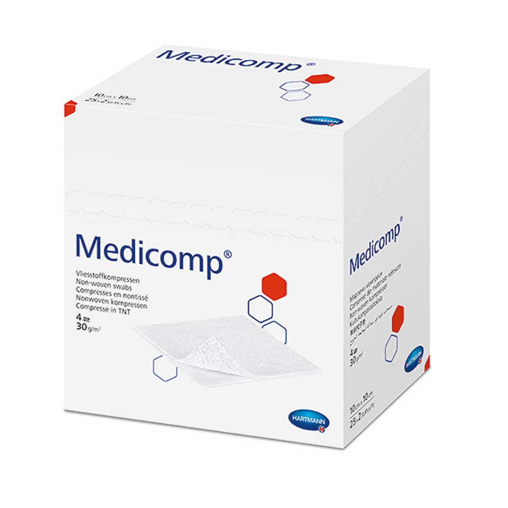 Non-woven swabs Medicomp extra sterile or non sterile, by Hartmann