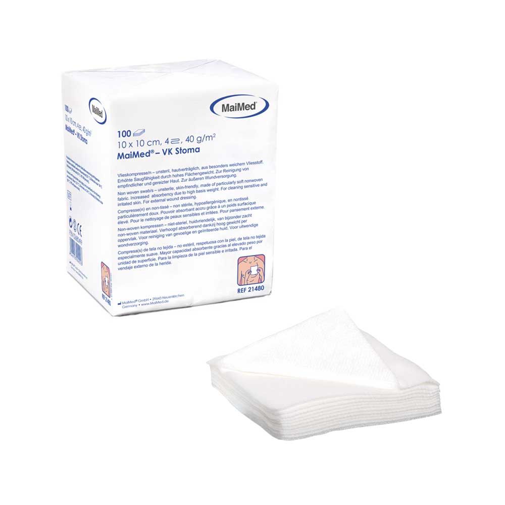 MaiMed VK Stoma Fourfold Nonwoven Compress, 100 items, 10 x 10 cm
