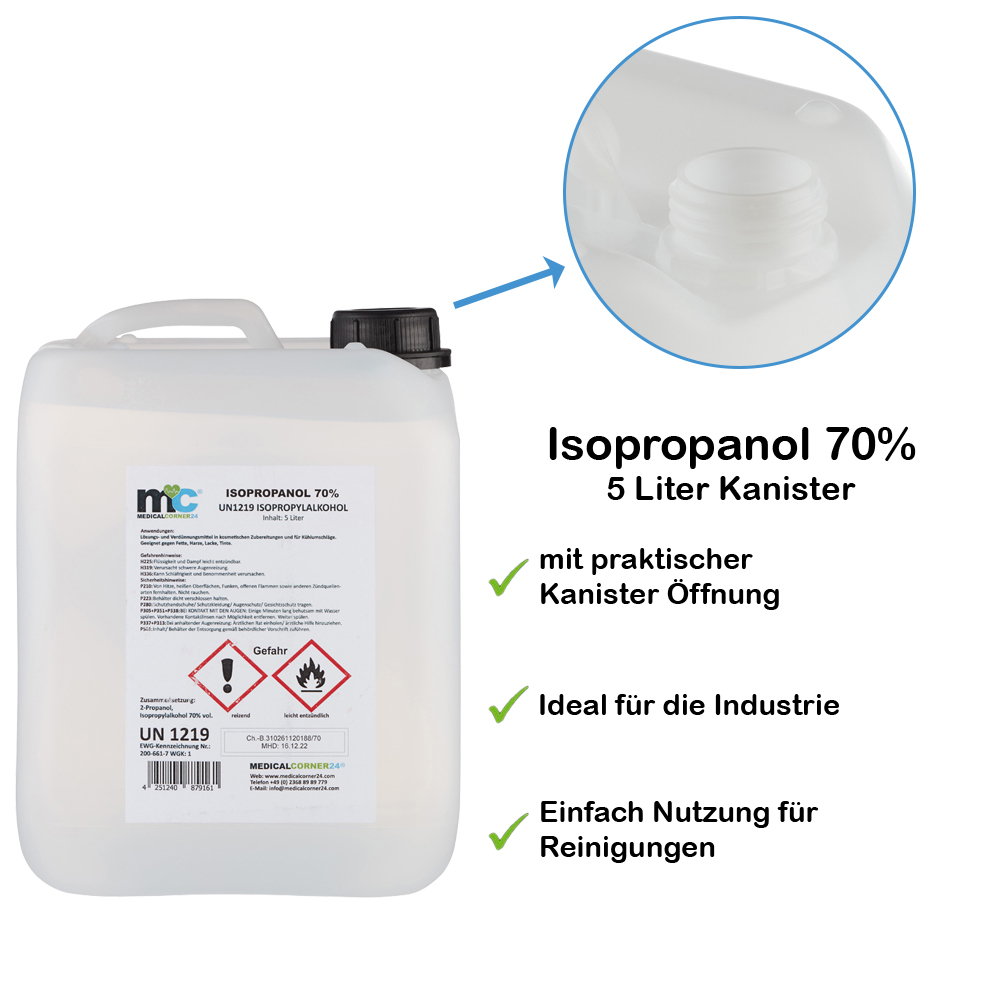 Isopropanol 70% Isopropylalcohol 4 x 5 litre canister