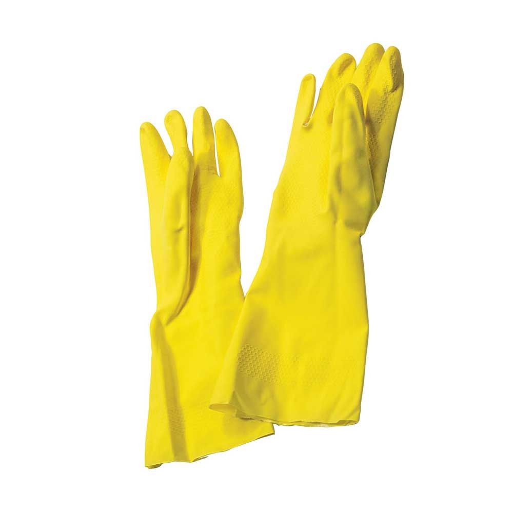 Behrend nopped glove, latex, cotton velor, yellow, M, 1 pair
