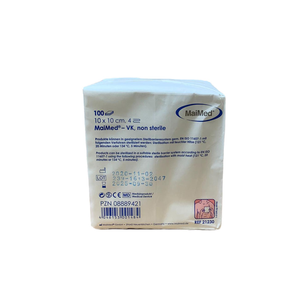 MaiMed VK Fourfold Nonwoven Compress, 100 items, 10 x 10 cm