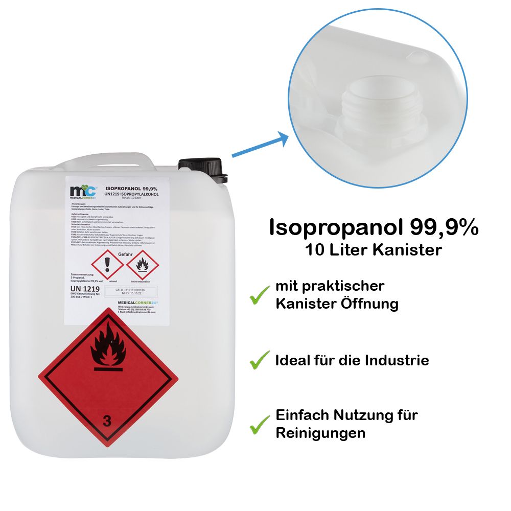 Isopropanol 99,9% isopropyl alcohol 10 litre canister